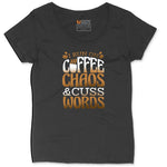 I Run on Coffee and Cuss Words Ladies Curvy Tee - Black