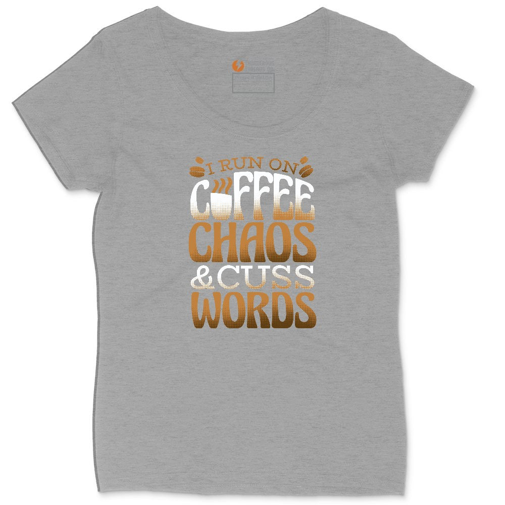 I Run on Coffee and Cuss Words Ladies Curvy Tee - Granite Heather