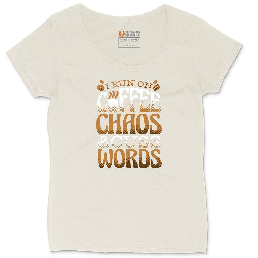 I Run on Coffee and Cuss Words Ladies Curvy Tee - Natural Heather