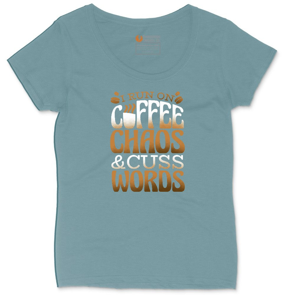 I Run on Coffee and Cuss Words Ladies Curvy Tee - Surf Blackout