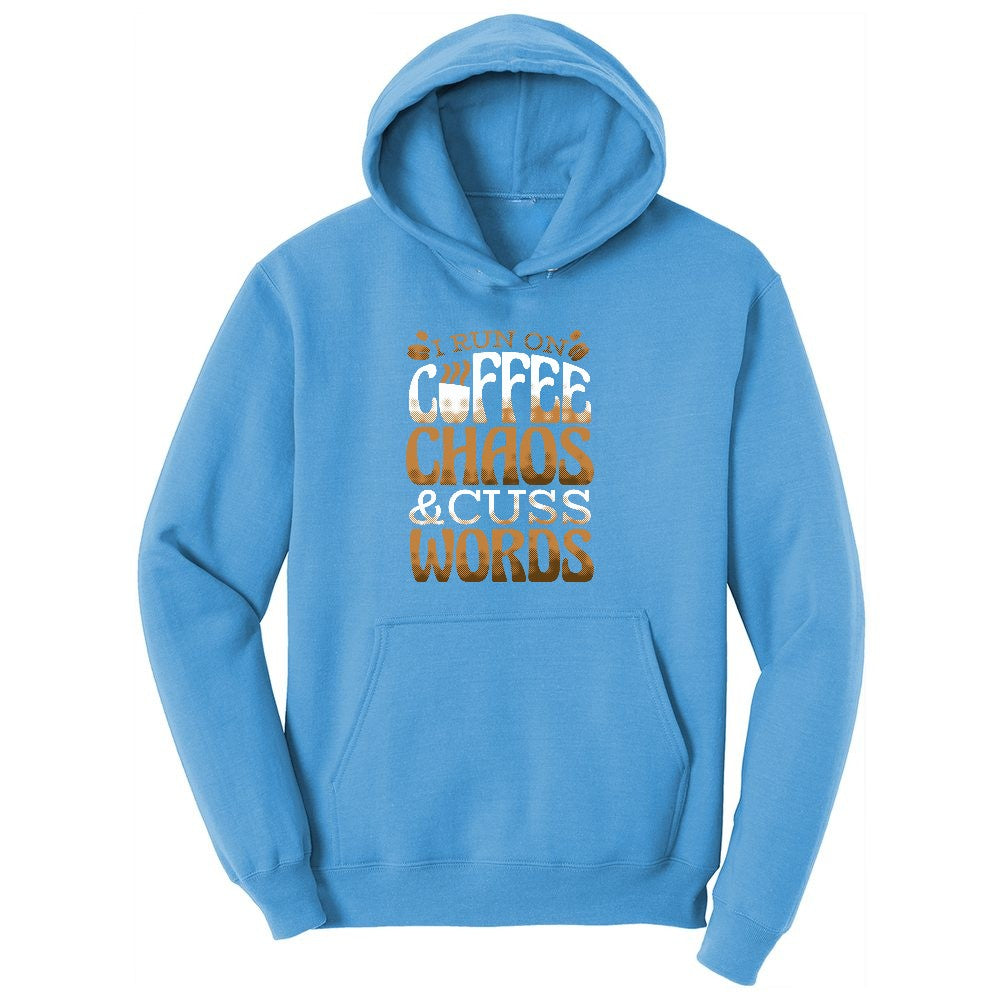I Run on Coffee and Cuss Words Ladies Hoodie - Aquatic Blue