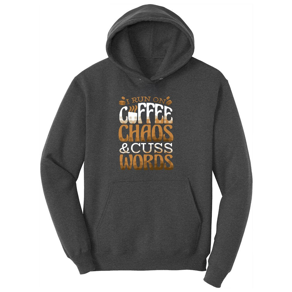 I Run on Coffee and Cuss Words Ladies Hoodie - Dark Heather Grey