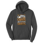 I Run on Coffee and Cuss Words Ladies Hoodie - Dark Heather Grey
