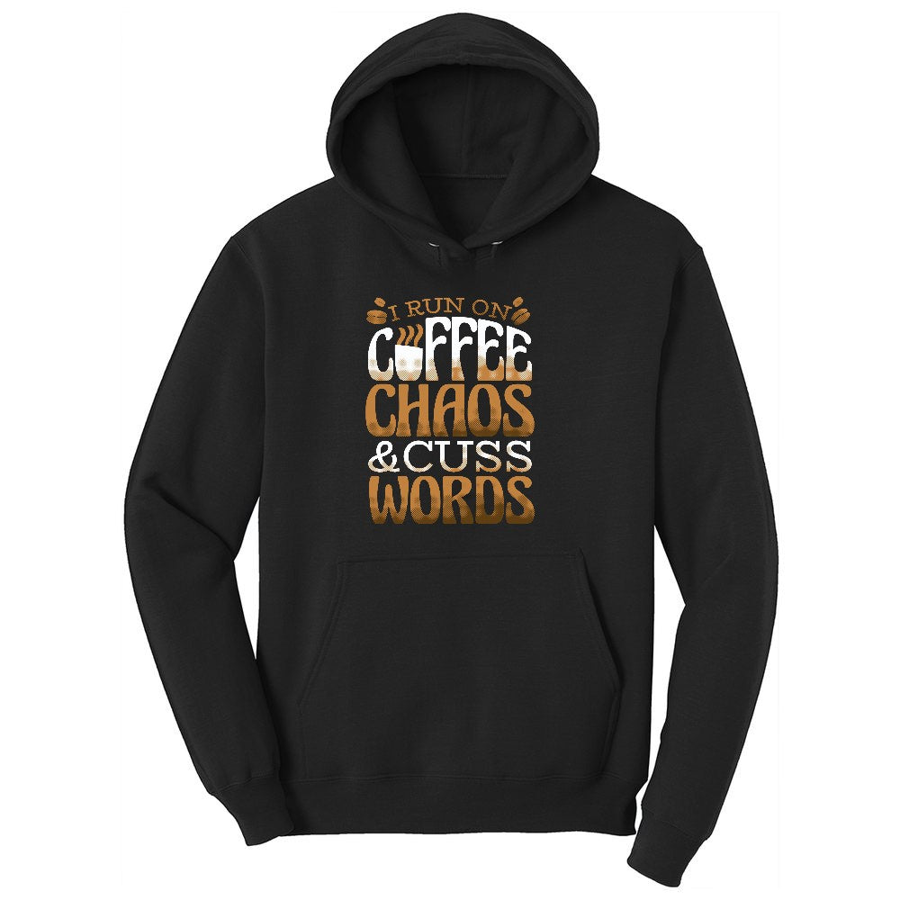 I Run on Coffee and Cuss Words Ladies Hoodie - Jet Black