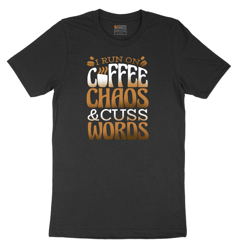 I Run on Coffee and Cuss Words Ladies Short Sleeve Tee - Black