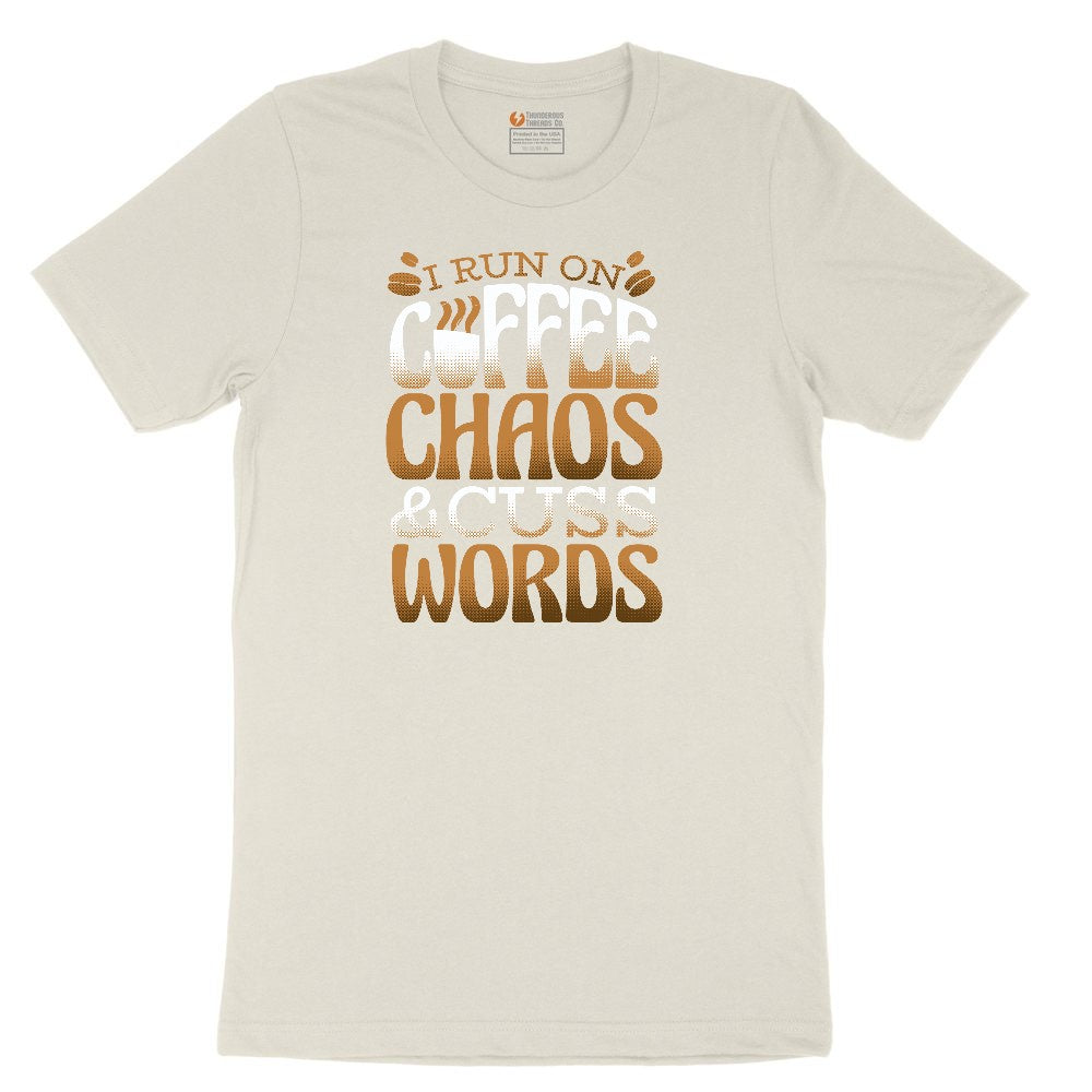 I Run on Coffee and Cuss Words Ladies Short Sleeve Tee - Natural Heather
