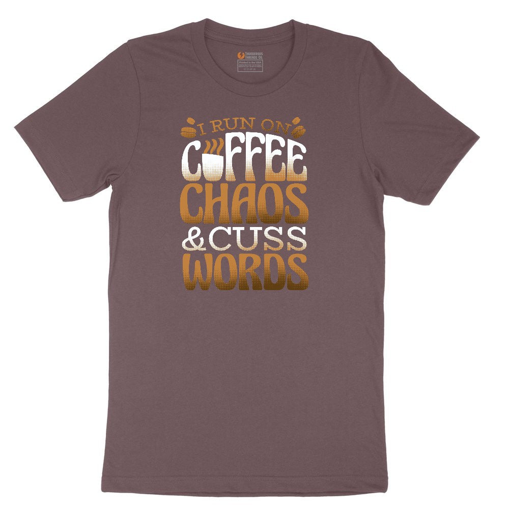 I Run on Coffee and Cuss Words Ladies Short Sleeve Tee - Sangria Blackout