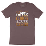 I Run on Coffee and Cuss Words Ladies Short Sleeve Tee - Sangria Blackout