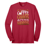 I Run on Coffee and Cuss Words Long Sleeve Tee - Red