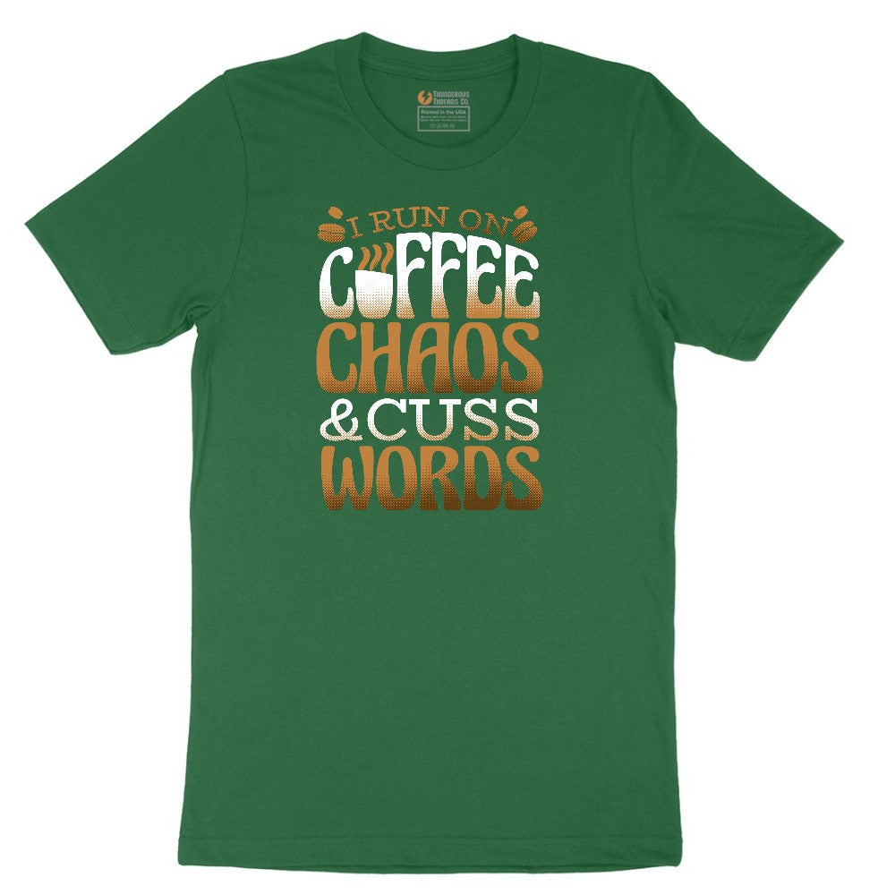 I Run on Coffee and Cuss Words Short Sleeve Tee - Athletic Kelly