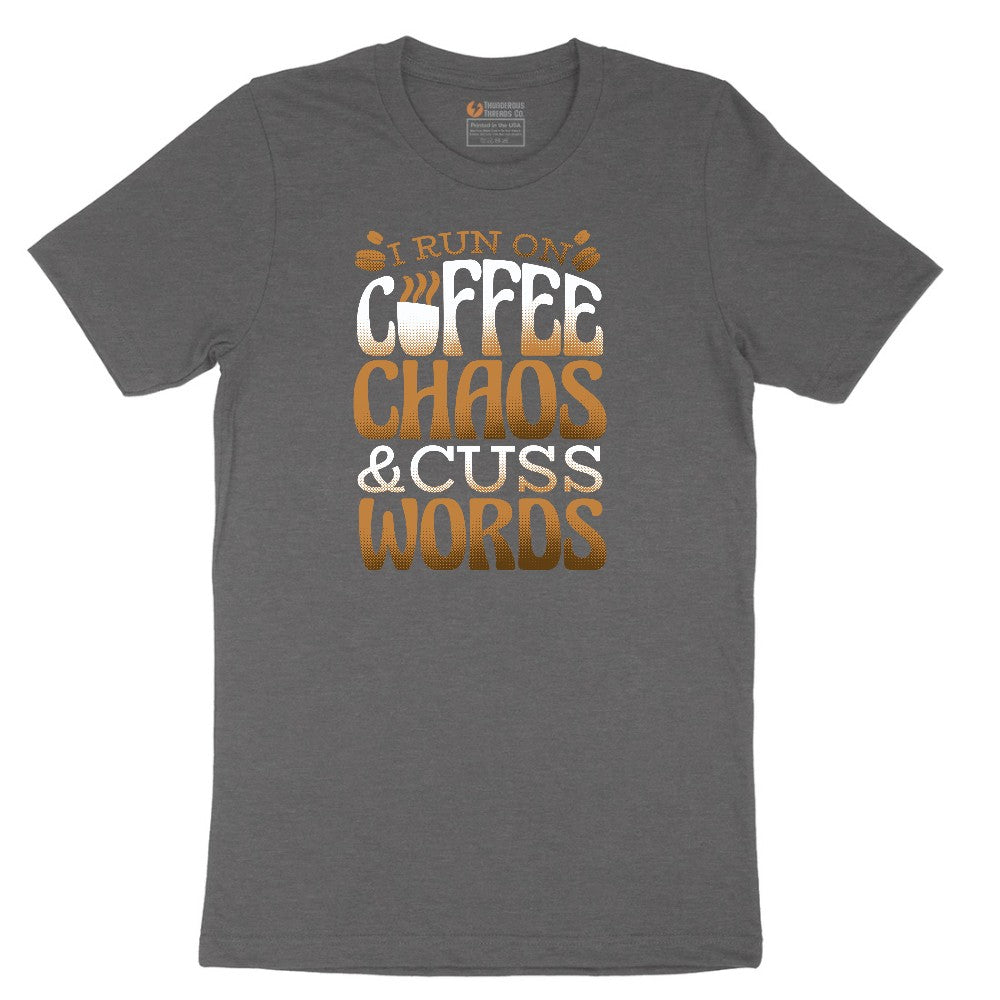 I Run on Coffee and Cuss Words Short Sleeve Tee - Dark Heather Grey