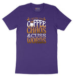 I Run on Coffee and Cuss Words Short Sleeve Tee - Team Purple