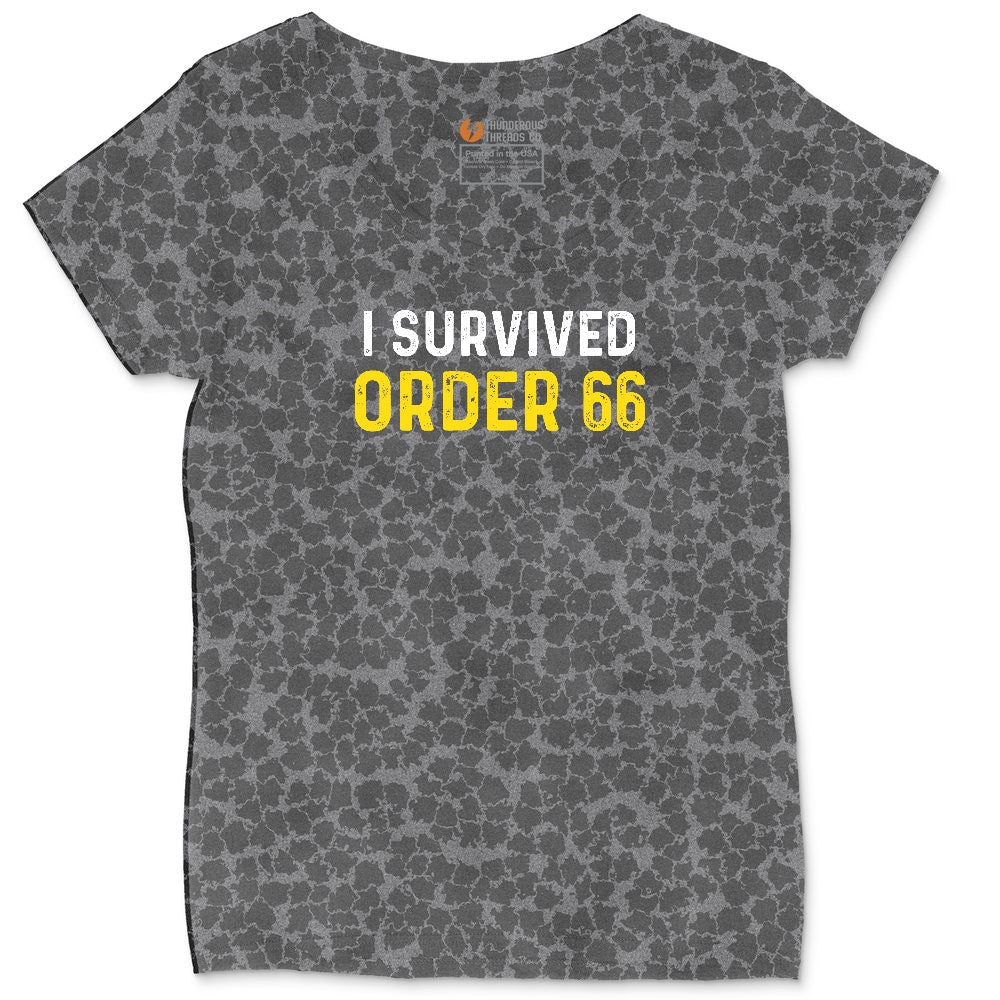 I Survived Order 66 Ladies Curvy Tee - Black Leopard