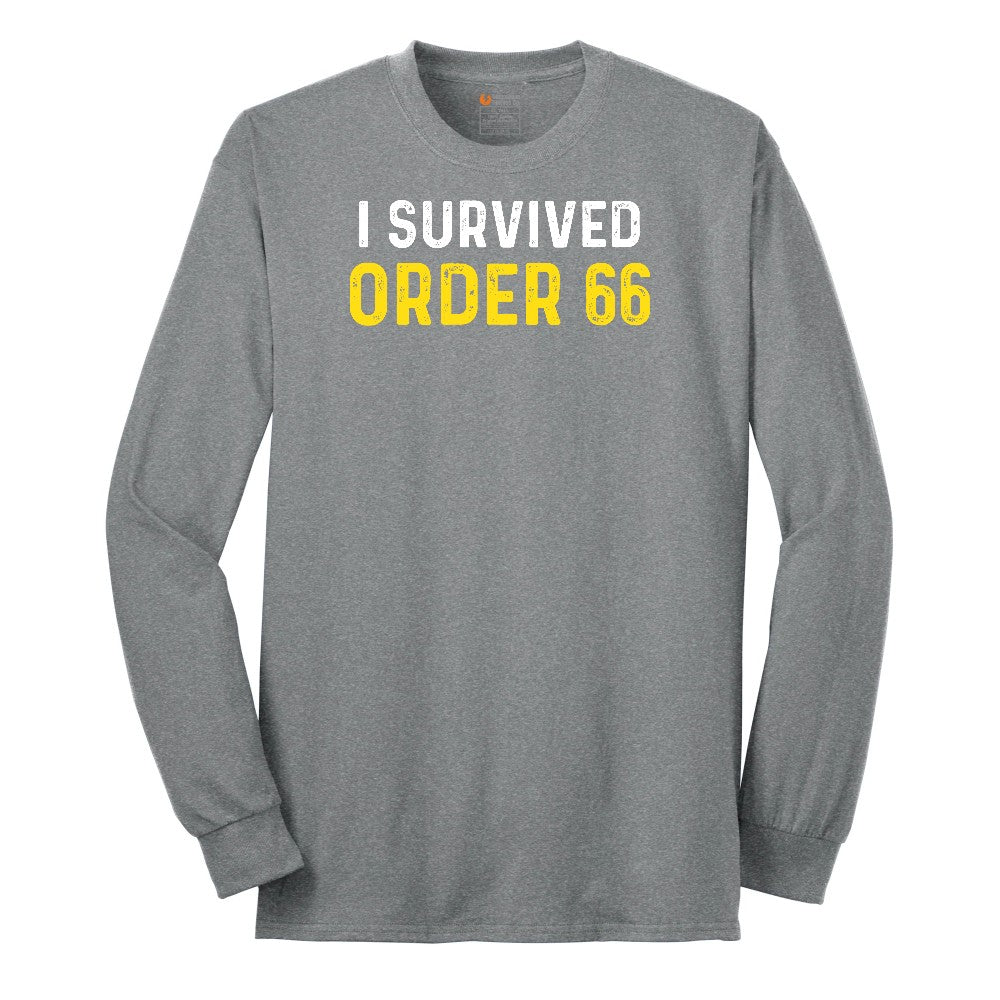 I Survived Order 66 - Mens & Ladies T-Shirt Long Sleeve Tee - Athletic Grey