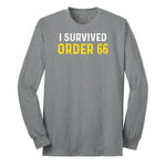 I Survived Order 66 - Mens & Ladies T-Shirt Long Sleeve Tee - Athletic Grey