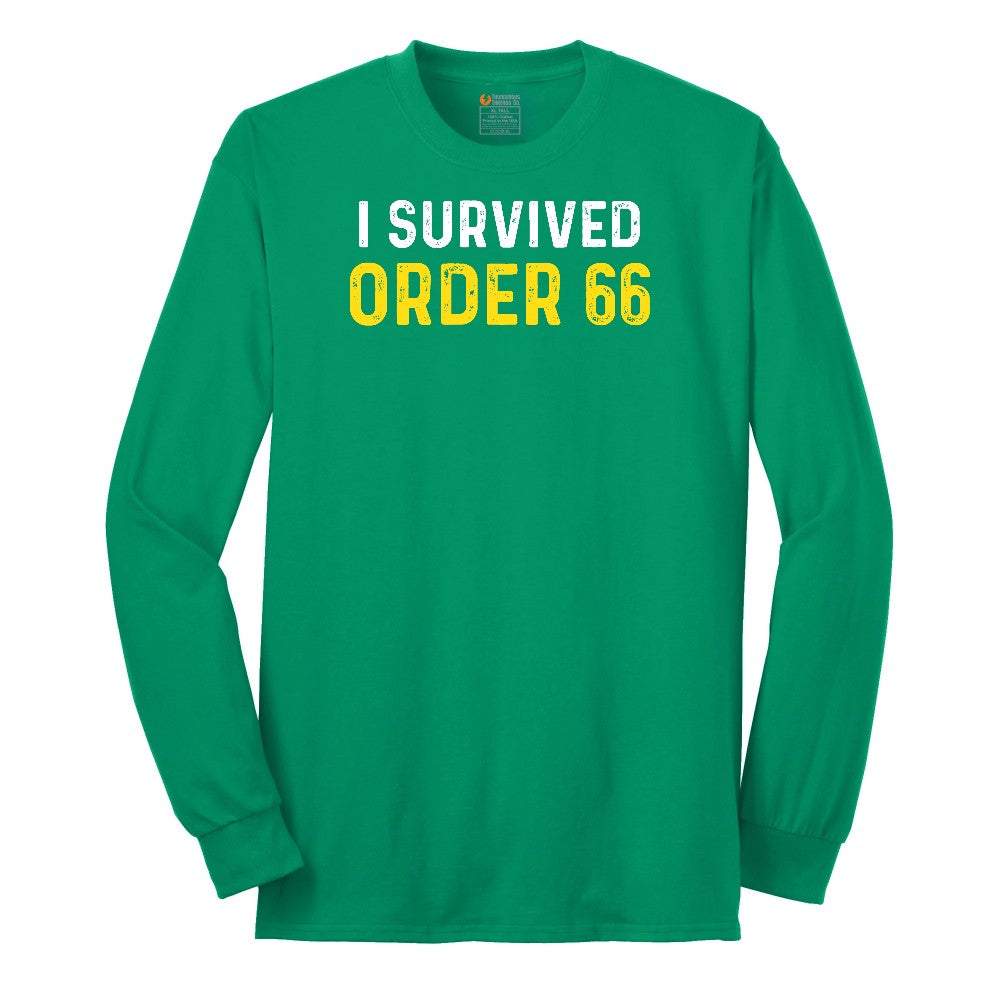 I Survived Order 66 - Mens & Ladies T-Shirt Long Sleeve Tee - Kelly Green