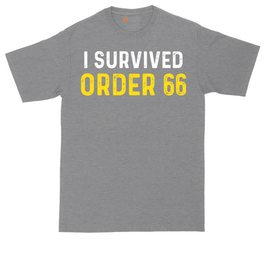 I Survived Order 66 tall t-shirt for men in Dark Heather Grey