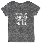 I Think My Soulmate Might Be Alcohol Ladies Curvy Tee - Black Leopard