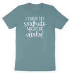I Think My Soulmate Might Be Alcohol Ladies Short Sleeve Tee - Surf Blackout