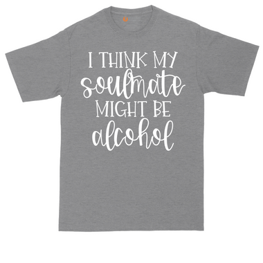 I Think My Soulmate Might Be Alcohol tall t-shirt for men in Jet Black