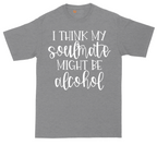 I Think My Soulmate Might Be Alcohol tall t-shirt for men in Athletic Heather