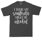 I Think My Soulmate Might Be Alcohol tall t-shirt for men in Dark Heather Grey