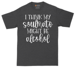 I Think My Soulmate Might Be Alcohol tall t-shirt for men in Dark Heather Grey