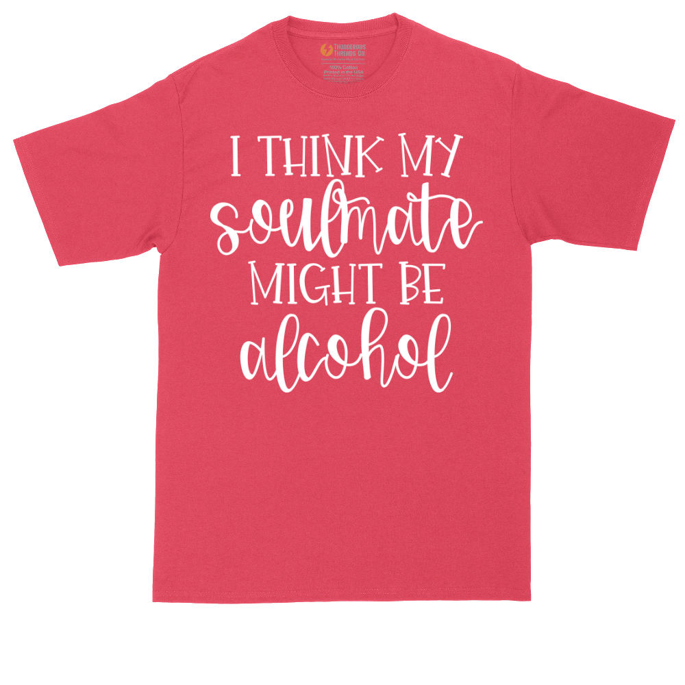 I Think My Soulmate Might Be Alcohol tall t-shirt for men in Heather Red