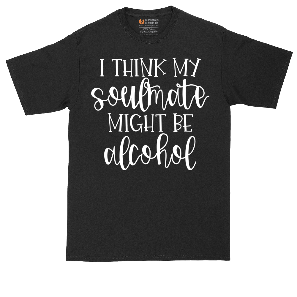 I Think My Soulmate Might Be Alcohol tall t-shirt for men in Jet Black