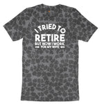 I Tried to Retire Now I Work for My Wife Ladies Short Sleeve Tee - Black Leopard