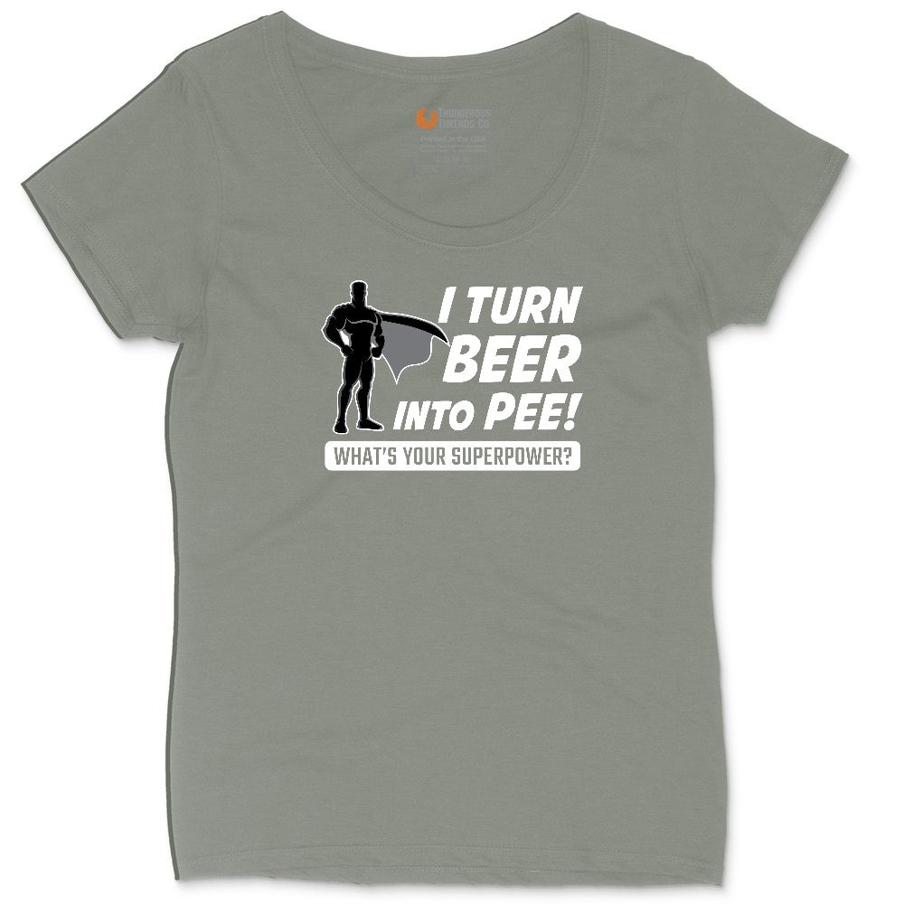I Turn Beer Into Pee Ladies Curvy Tee - Bamboo Blackout