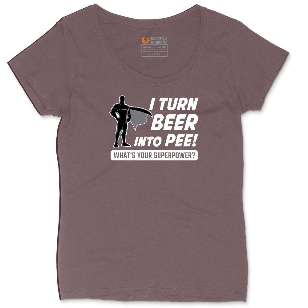 I Turn Beer Into Pee Ladies Curvy Tee - Sangria Blackout