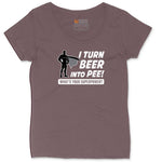 I Turn Beer Into Pee Ladies Curvy Tee - Sangria Blackout