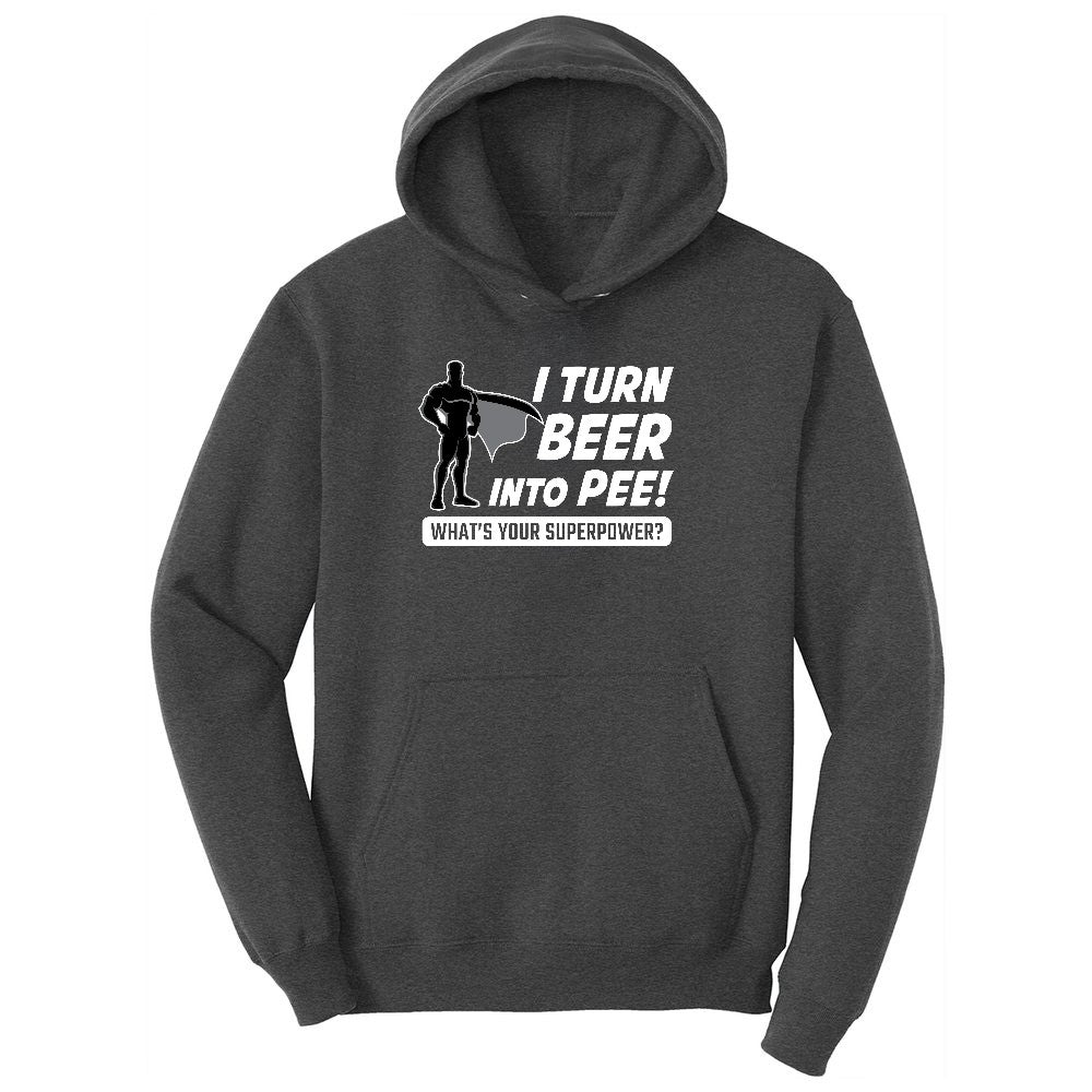 I Turn Beer Into Pee Ladies Hoodie - Dark Heather Grey