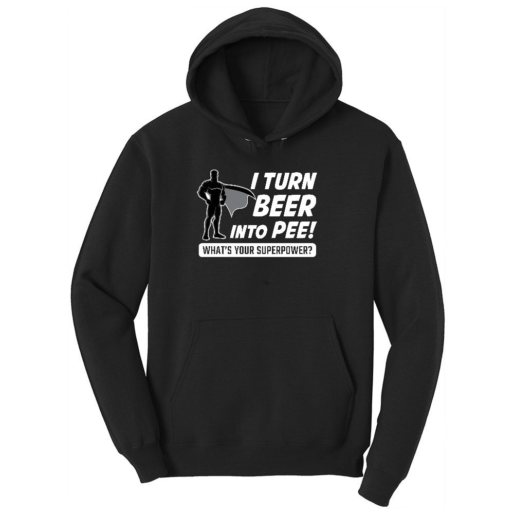 I Turn Beer Into Pee Ladies Hoodie - Jet Black