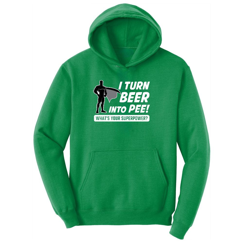 I Turn Beer Into Pee Ladies Hoodie - Kelly Green