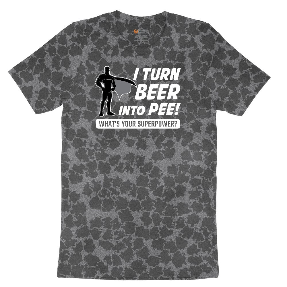 I Turn Beer Into Pee Ladies Short Sleeve Tee - Black Leopard