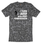 I Turn Beer Into Pee Ladies Short Sleeve Tee - Black Leopard