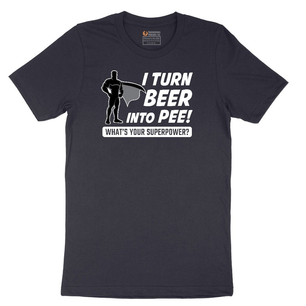 I Turn Beer Into Pee Short Sleeve Tee - Deep Navy