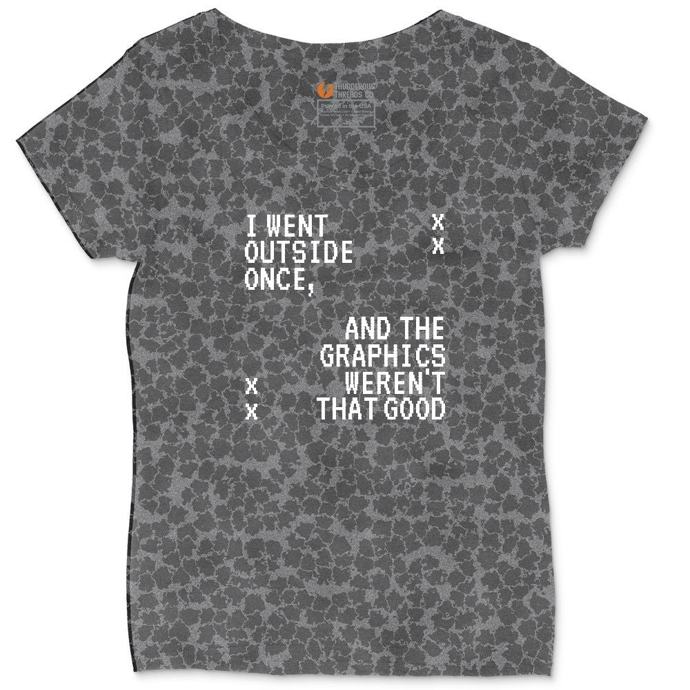 I Went Outside Once and the Graphics Weren't that Good - Mens & Ladies T-Shirt Ladies Curvy Tee - Black Leopard