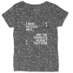 I Went Outside Once and the Graphics Weren't that Good - Mens & Ladies T-Shirt Ladies Curvy Tee - Black Leopard