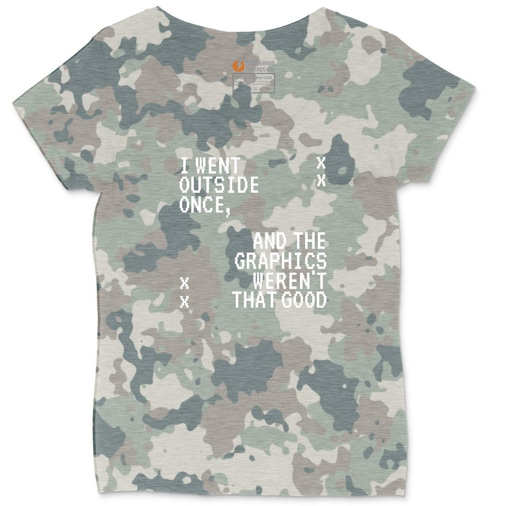 I Went Outside Once and the Graphics Weren't that Good - Mens & Ladies T-Shirt Ladies Curvy Tee - Vintage Camo