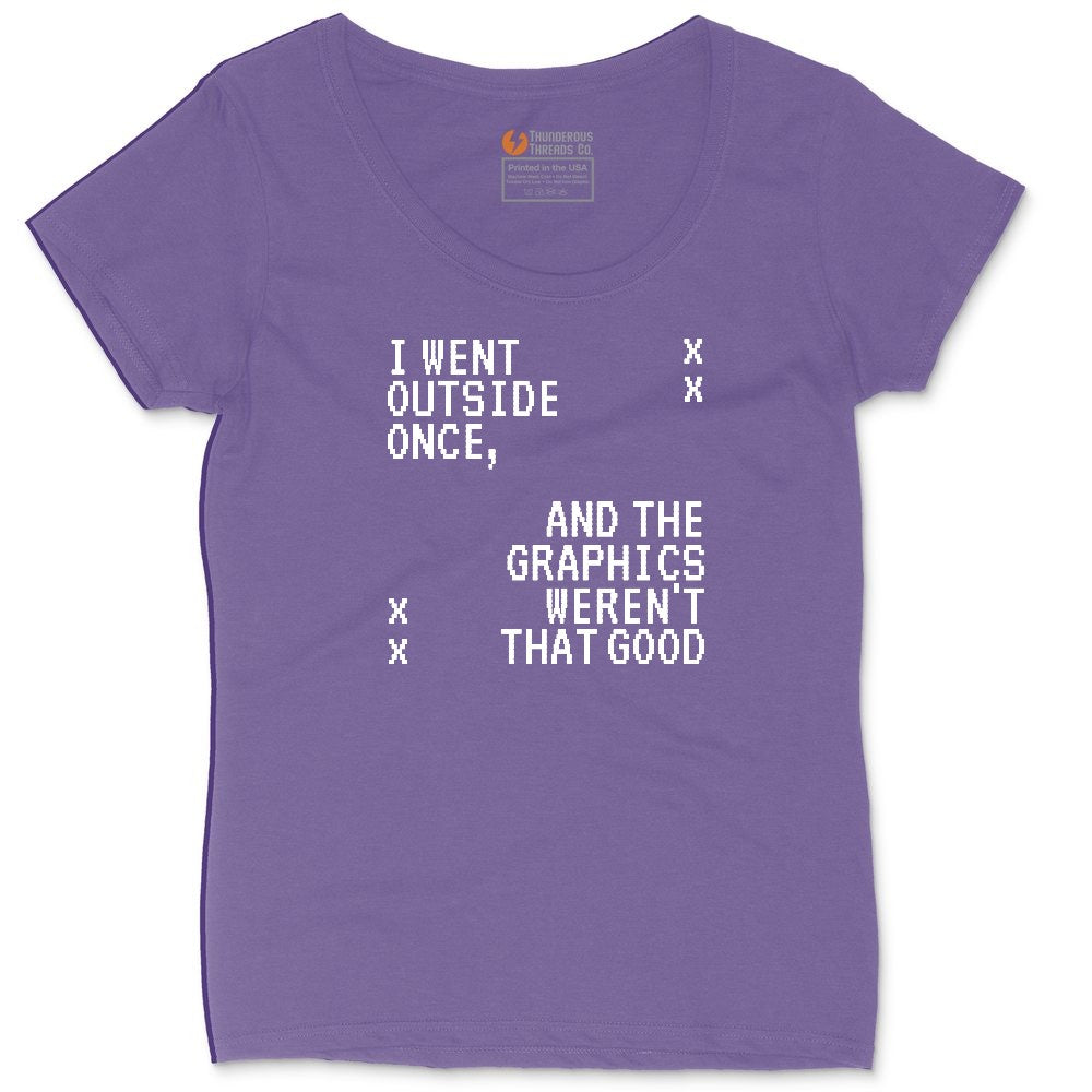 I Went Outside Once and the Graphics Weren't that Good - Mens & Ladies T-Shirt Ladies Curvy Tee - Vintage Purple