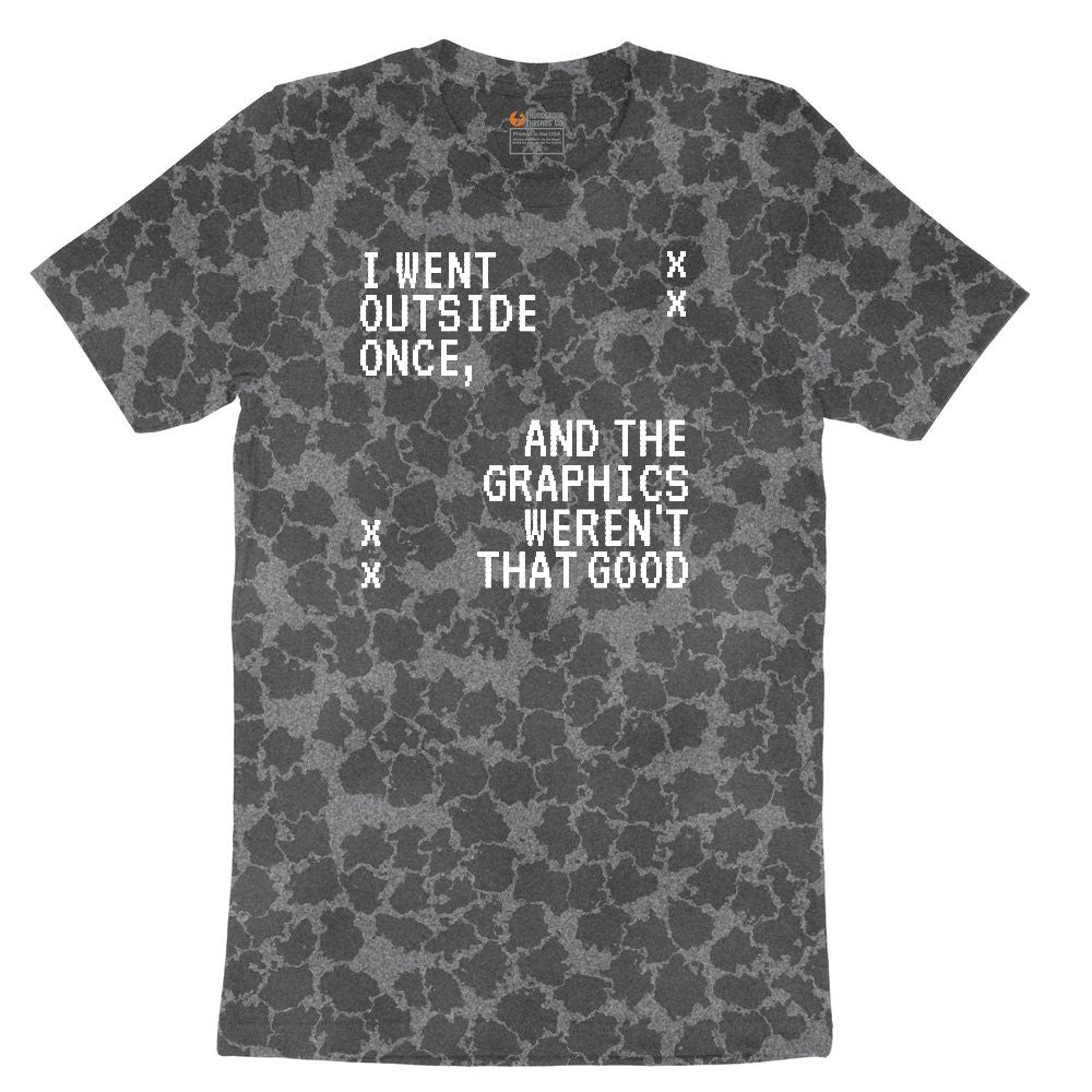 I Went Outside Once and the Graphics Weren't that Good - Mens & Ladies T-Shirt Ladies Short Sleeve Tee - Black Leopard