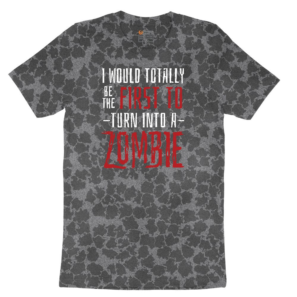 I Would Totally Be the First To Turn Into a Zombie Ladies Short Sleeve Tee - Black Leopard