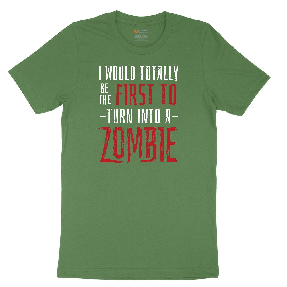 I Would Totally Be the First To Turn Into a Zombie Youth Short Sleeve Tee - Athletic Kelly