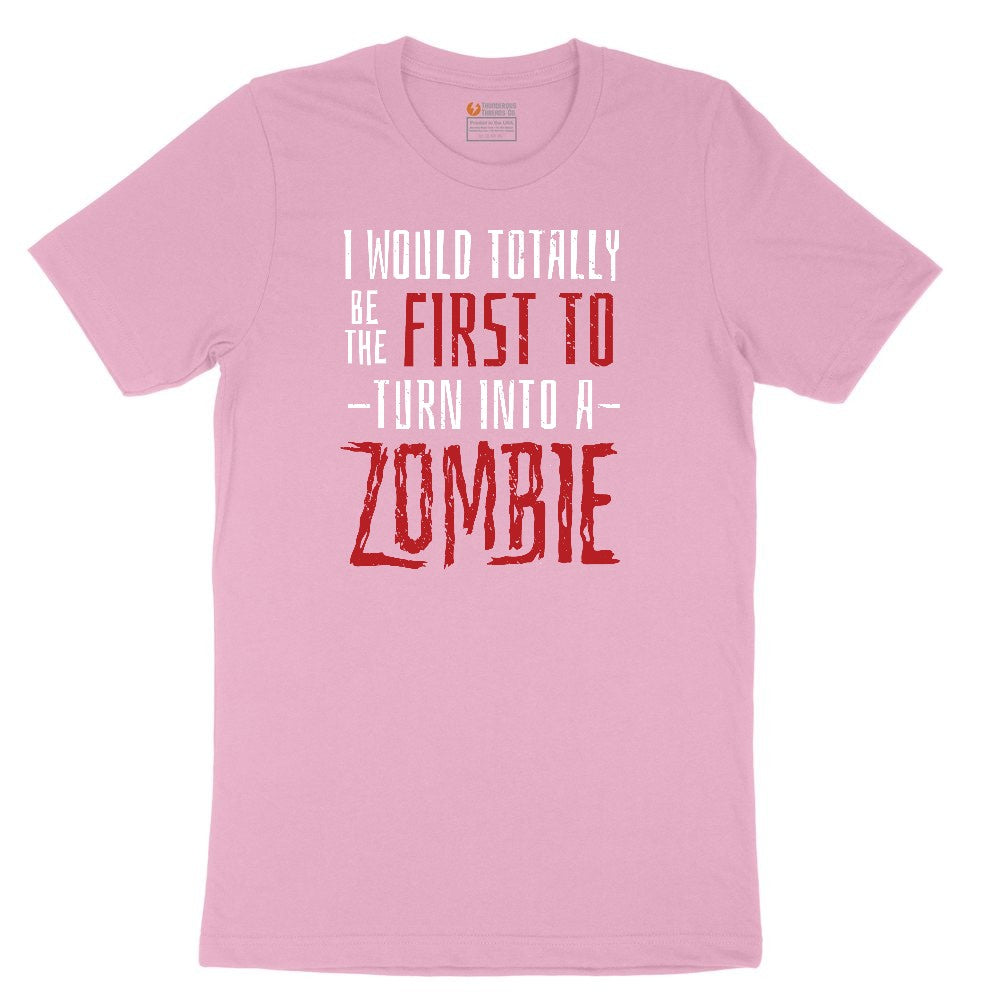 I Would Totally Be the First To Turn Into a Zombie Youth Short Sleeve Tee - Candy Pink