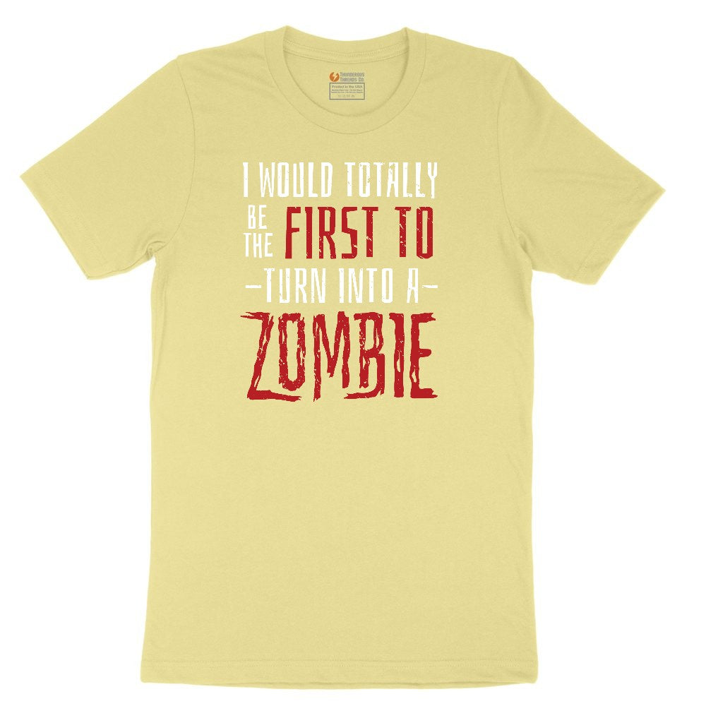 I Would Totally Be the First To Turn Into a Zombie Youth Short Sleeve Tee - Yellow