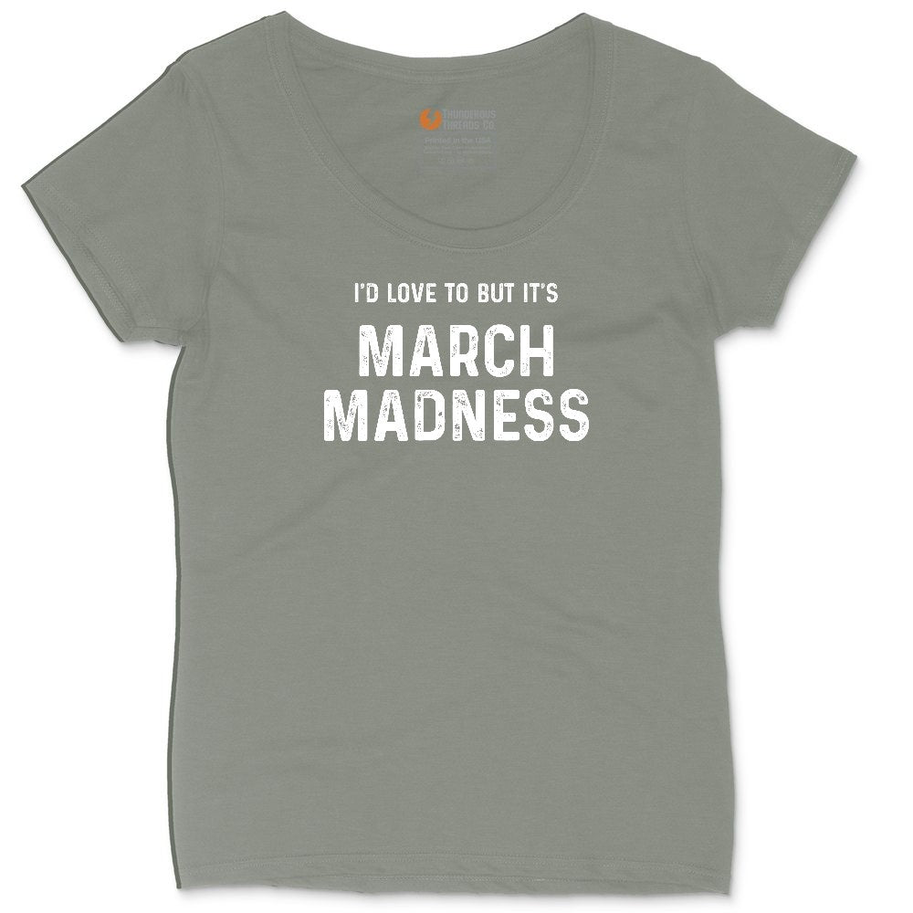 I'd Love to But It's March Madness Ladies Curvy Tee - Bamboo Blackout