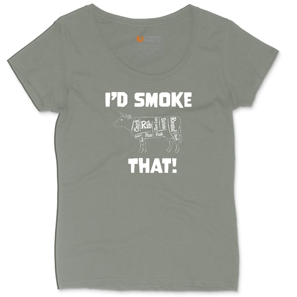 I'd Smoke That Beef Version Ladies Curvy Tee - Bamboo Blackout